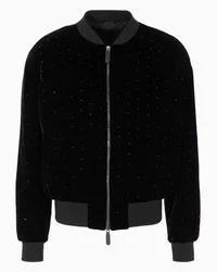 Giorgio Armani OFFICIAL STORE Giorgio's Bomber In Velluto Con Dettagli Strass Nero