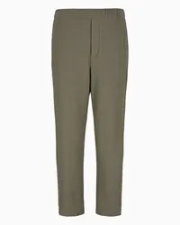 Giorgio Armani OFFICIAL STORE Pantaloni Flat Front In Gaufré Tecnico Tortora