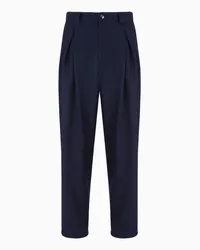 Giorgio Armani OFFICIAL STORE Pantaloni A Una Pince In Gabardine Di Cotone Blu