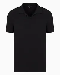 Giorgio Armani OFFICIAL STORE Polo A Maniche Corte In Jersey Di Viscosa Stretch Nero