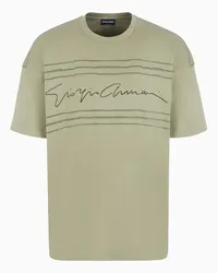 Giorgio Armani OFFICIAL STORE T-shirt Girocollo In Jersey Di Cotone Biologico Asv Verde