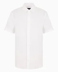 Giorgio Armani OFFICIAL STORE Camicia Regular Fit A Maniche Corte In Lino Bianco