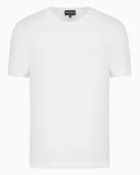 Giorgio Armani OFFICIAL STORE T-shirt Con Scollo A V Icon In Jersey Di Viscosa Stretch Bianco