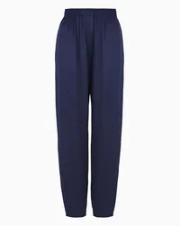 Giorgio Armani OFFICIAL STORE Pantaloni Jogger In Doppio Raso Di Seta Blu