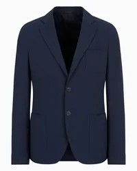 Giorgio Armani OFFICIAL STORE Giacca Monopetto In Seersucker Unito Lana Stretch Blu