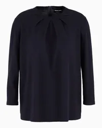 Giorgio Armani OFFICIAL STORE Maglia Girocollo In Lana Vergine Blu