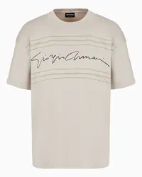 Giorgio Armani OFFICIAL STORE T-shirt Girocollo In Jersey Di Cotone Biologico Asv Beige