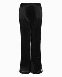 Giorgio Armani OFFICIAL STORE Pantaloni In Tulle Plissé Con Ricamo Cristalli Nero