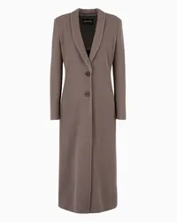 Giorgio Armani OFFICIAL STORE Cappotto Lungo Monopetto In Jersey Canneté Beige