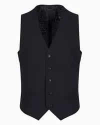 Giorgio Armani OFFICIAL STORE Gilet Monopetto In Lana Vergine Blu