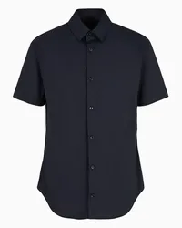 Giorgio Armani OFFICIAL STORE Camicia A Manica Corta In Unito Stretch Blu