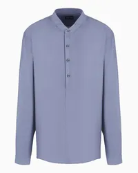 Giorgio Armani OFFICIAL STORE Camicia Regular Fit In Twill Di Seta Blu