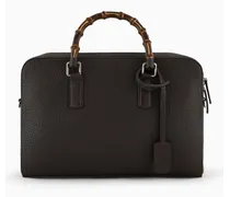OFFICIAL STORE Briefcase In Pelle Bottalata Con Manici In Bamboo
