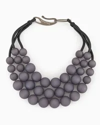 Giorgio Armani OFFICIAL STORE Collana Girocollo Multifili Con Boules Grigio