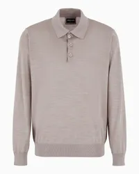 Giorgio Armani OFFICIAL STORE Polo A Maniche Lunghe In Lana Vergine Beige