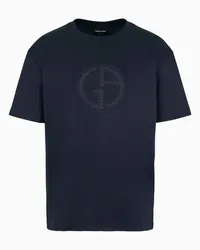 Giorgio Armani OFFICIAL STORE T-shirt Girocollo In Interlock Di Puro Cotone Blu