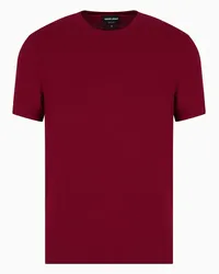 Giorgio Armani OFFICIAL STORE T-shirt Girocollo A Maniche Corte In Jersey Di Viscosa Stretch Borgogna