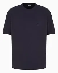 Giorgio Armani OFFICIAL STORE T-shirt Girocollo In Interlock Di Cotone E Cashmere Blu