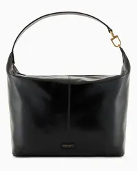 Giorgio Armani OFFICIAL STORE Hobo Bag Grande La Prima Soft In Nappa Verniciata Nero