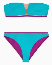 Giorgio Armani OFFICIAL STORE Bikini A Fascia Con Dettagli In Tulle Azzurro