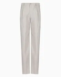 Giorgio Armani OFFICIAL STORE Pantaloni A Due Pinces In Twill Misto Seta Grigio