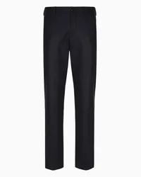 Giorgio Armani OFFICIAL STORE Pantaloni Flat Front In Flanella Melange Stretch Antracite