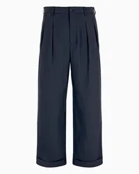 Giorgio Armani OFFICIAL STORE Pantaloni A Due Pinces In Misto Cotone Blu