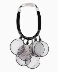 Giorgio Armani OFFICIAL STORE Collana Girocollo In Velluto Con Pendenti In Tulle Ricamato Nero