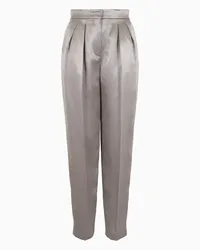 Giorgio Armani OFFICIAL STORE Pantaloni A Due Pinces In Seta Ottoman Grigio