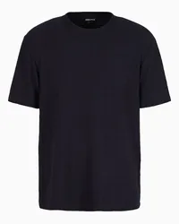 Giorgio Armani OFFICIAL STORE T-shirt Girocollo In Jersey Di Viscosa E Cashmere Jacquard Blu