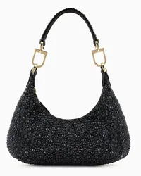 Giorgio Armani OFFICIAL STORE Mini Hobo Bag La Prima In Raso E Strass Nero