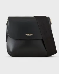 Giorgio Armani OFFICIAL STORE Borsa La Prima In Pelle Palmellata Con Tracolla A Nastro Nero