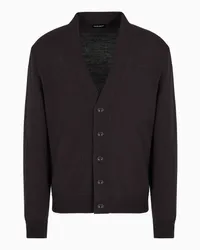 Giorgio Armani OFFICIAL STORE Cardigan Con Bottoni In Lana Vergine Cioccolato