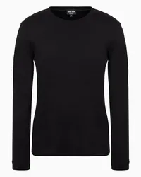 Giorgio Armani OFFICIAL STORE Maglia Girocollo In Interlock Di Puro Cashmere Nero