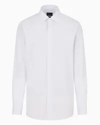 Giorgio Armani OFFICIAL STORE Camicia Regular Fit In Cotone Rigato Bianco