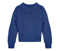 Superfine Wool Jumper With Allover Diamond Pattern, Women , Blue