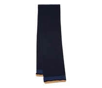 Wool Cashmere Blend Scarf With Allover Chunky Cardigan Rib, Men, Navy