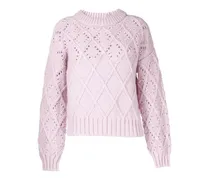 Superfine Wool Jumper With Allover Diamond Pattern, Women , Pink