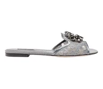 Lace rainbow slides with brooch detailing, Women , Grey