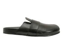 Leather slippers, Men, Black