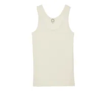Sleeveless top  Tailored fit  Ribbed  Round neck  Label with logo, Women , Beige