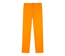 Straight Linen Pants Solid, Men, Orange