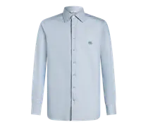 Camicia In Cotone Con Mini Logo, Uomo, Azzurro