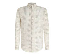 Camicia Con Micro Motivi Paisley, Uomo, Bianco