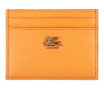 Porta Carte Di Credito In Pelle Con Pegaso, Donna, Arancione
