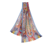Sciarpa Di Georgette Di Seta Paisley, Donna, Multicolor