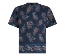 T-shirt Con Stampa Paisley, Uomo, Blu Navy