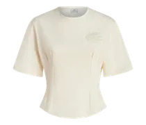 T-shirt Sciancrata Con Logo, Donna, Bianco