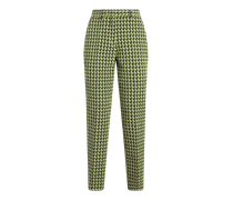 Pantaloni Con Motivi Cravatteria, Donna, Verde
