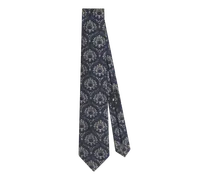 Cravatta In Seta Jacquard, Uomo, Blu Navy
